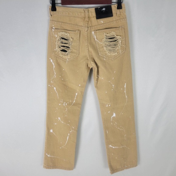 Trestles Supply Co. Jeans Boys 12 Tan Denim Straight Leg Distressed Paint Splash - Picture 2 of 13